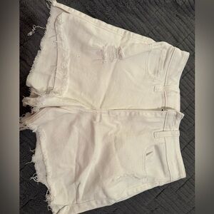 Hollister Women's Cream Distressed Jean Shorts